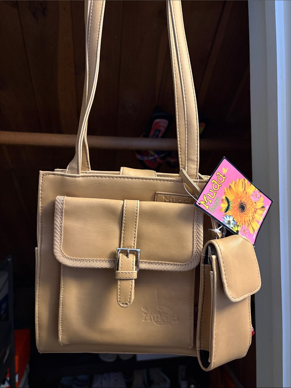 NWT Y2K Mudd Bagz - Beige Shoulder bag with ‘cellphone’ case accessory